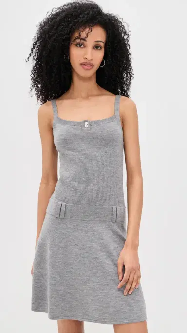 Sandy Liang Glace Merino Wool Dress Heather Grey M | Thumbnail 3 Sandy Liang Glace Merino Wool Dress Heather Grey M | Thumbnail 3