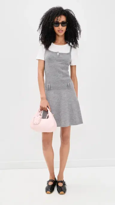 Sandy Liang Glace Merino Wool Dress Heather Grey M | Thumbnail 6 Sandy Liang Glace Merino Wool Dress Heather Grey M | Thumbnail 6