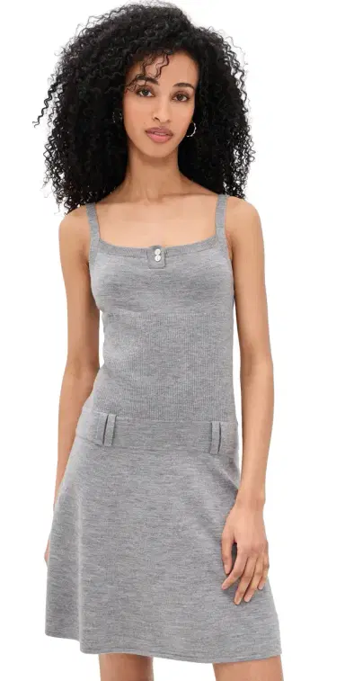 Sandy Liang Glace Merino Wool Dress Heather Grey M | Thumbnail 1 Sandy Liang Glace Merino Wool Dress Heather Grey M | Thumbnail 1