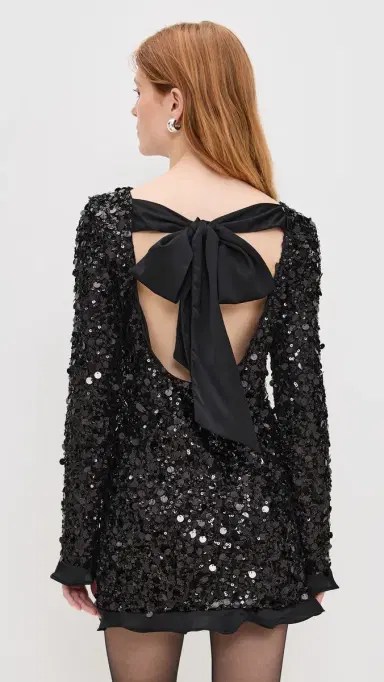 Show Me Your Mumu Maddison Ruffle Dress Black Metallic equins | Thumbnail 3 Show Me Your Mumu Maddison Ruffle Dress Black Metallic equins | Thumbnail 3