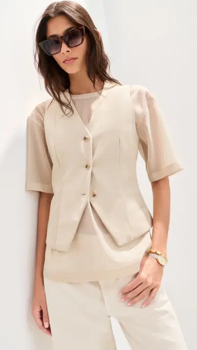 LE BOP Lottie Faux Suede Vest Feather Grey | Thumbnail 2 LE BOP Lottie Faux Suede Vest Feather Grey | Thumbnail 2