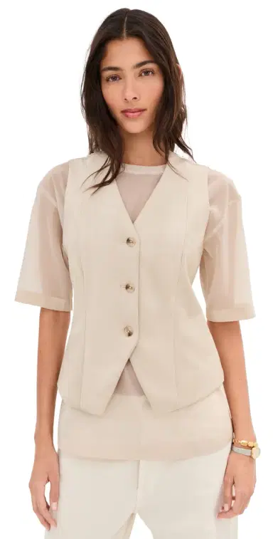 LE BOP Lottie Faux Suede Vest Feather Grey | Thumbnail 1 LE BOP Lottie Faux Suede Vest Feather Grey | Thumbnail 1