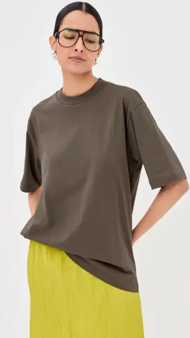Tibi ock Neck T-Shirt Dune | Thumbnail 2 Tibi ock Neck T-Shirt Dune | Thumbnail 2