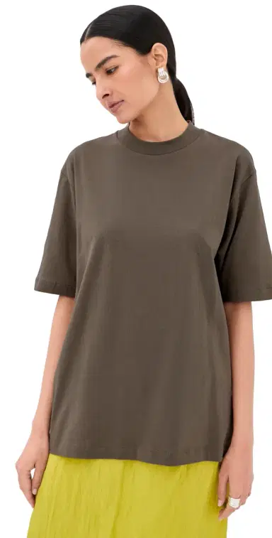 Tibi ock Neck T-Shirt Dune | Thumbnail 1 Tibi ock Neck T-Shirt Dune | Thumbnail 1