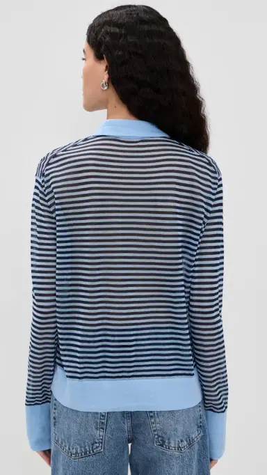 FRAME The Collared Cardigan Powder Blue ulti | Thumbnail 3 FRAME The Collared Cardigan Powder Blue ulti | Thumbnail 3