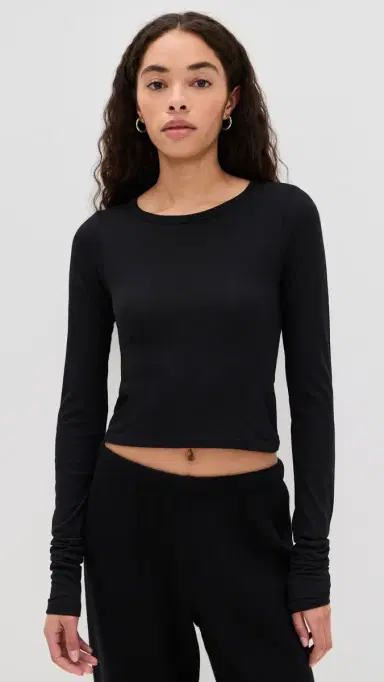 Éterne Long Sleeve Baby Tee Black | Thumbnail 2 Éterne Long Sleeve Baby Tee Black | Thumbnail 2