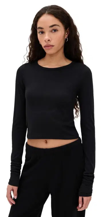 Éterne Long Sleeve Baby Tee Black | Thumbnail 1 Éterne Long Sleeve Baby Tee Black | Thumbnail 1