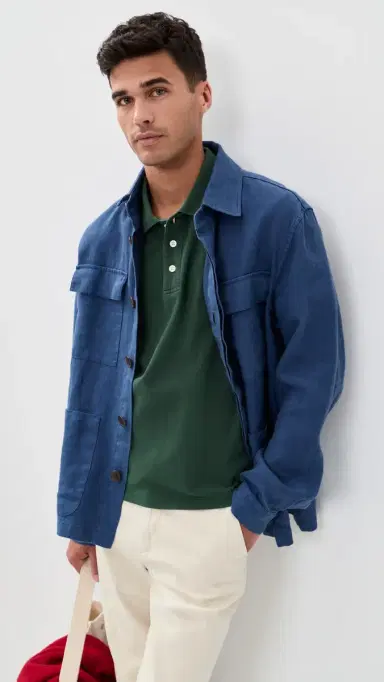 Alex Mill Ryan Short Sleeve Pique Polo Evergreen | Thumbnail 2 Alex Mill Ryan Short Sleeve Pique Polo Evergreen | Thumbnail 2