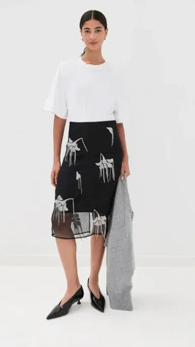 Róhe Embellished Tulip Silk Skirt Black | Thumbnail 2 Róhe Embellished Tulip Silk Skirt Black | Thumbnail 2