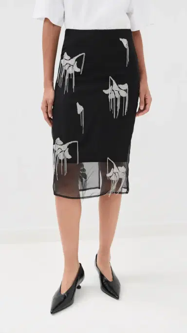 Róhe Embellished Tulip Silk Skirt Black | Thumbnail 3 Róhe Embellished Tulip Silk Skirt Black | Thumbnail 3