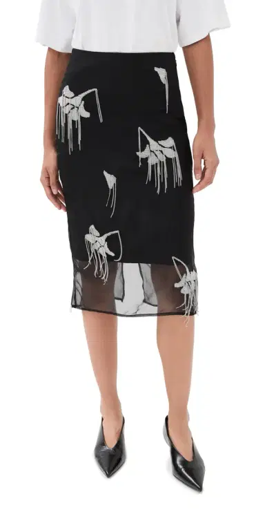 Róhe Embellished Tulip Silk Skirt Black | Thumbnail 1 Róhe Embellished Tulip Silk Skirt Black | Thumbnail 1