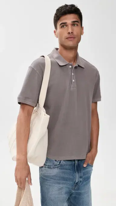 Alex Mill Ryan Short Sleeve Pique Polo Lavender Grey | Thumbnail 2 Alex Mill Ryan Short Sleeve Pique Polo Lavender Grey | Thumbnail 2