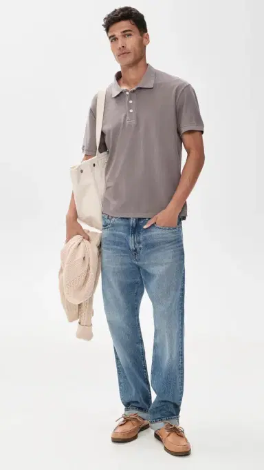Alex Mill Ryan Short Sleeve Pique Polo Lavender Grey | Thumbnail 5 Alex Mill Ryan Short Sleeve Pique Polo Lavender Grey | Thumbnail 5