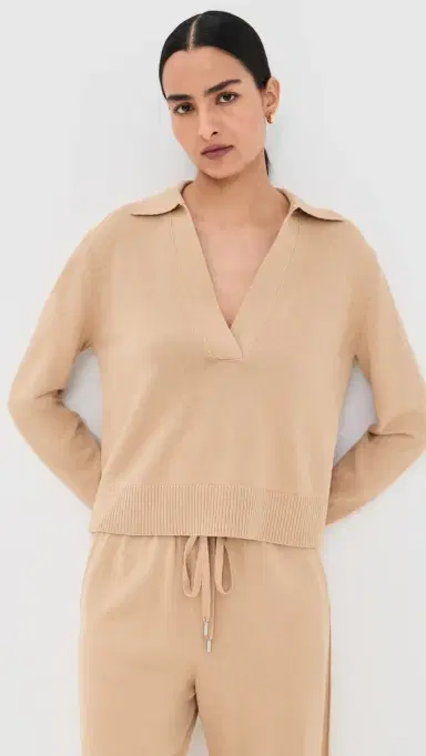 SIMKHAI ong Sleeve Polo ight Camel | Thumbnail 2 SIMKHAI ong Sleeve Polo ight Camel | Thumbnail 2