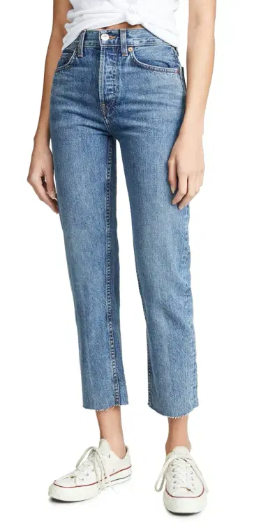 RE/DONE High Rise Rigid Stove Pipe Jeans Medium Vain | Thumbnail 1 RE/DONE High Rise Rigid Stove Pipe Jeans Medium Vain | Thumbnail 1