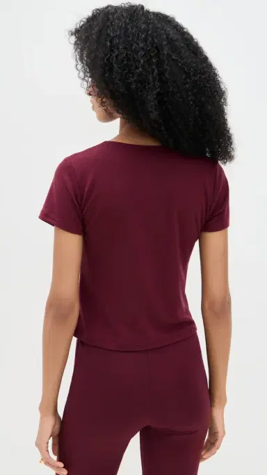 LE BOP Eloise Solid Crop Tee Burgundy | Thumbnail 3 LE BOP Eloise Solid Crop Tee Burgundy | Thumbnail 3