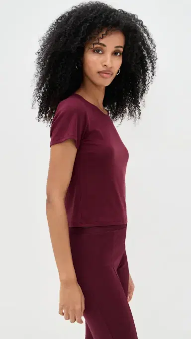 LE BOP Eloise Solid Crop Tee Burgundy | Thumbnail 4 LE BOP Eloise Solid Crop Tee Burgundy | Thumbnail 4
