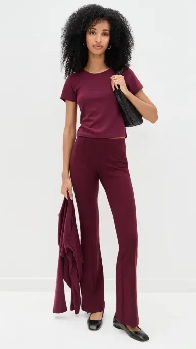 LE BOP Eloise Solid Crop Tee Burgundy | Thumbnail 5 LE BOP Eloise Solid Crop Tee Burgundy | Thumbnail 5