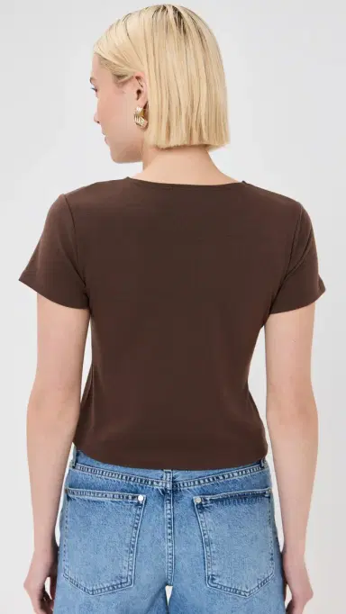 LE BOP Eloise Solid Crop Tee Chocolate | Thumbnail 3 LE BOP Eloise Solid Crop Tee Chocolate | Thumbnail 3