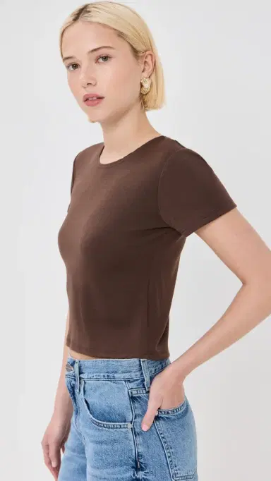 LE BOP Eloise Solid Crop Tee Chocolate | Thumbnail 4 LE BOP Eloise Solid Crop Tee Chocolate | Thumbnail 4