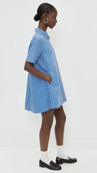 English Factory A-line Short Sleeve Shirt Dress Blue tripe | Thumbnail 4 English Factory A-line Short Sleeve Shirt Dress Blue tripe | Thumbnail 4