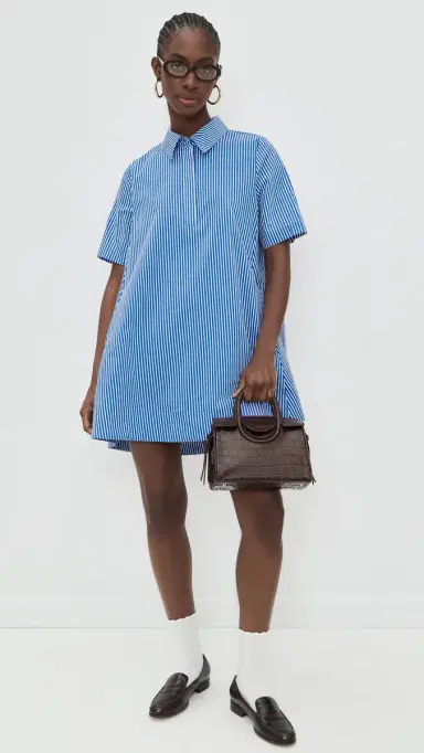 English Factory A-line Short Sleeve Shirt Dress Blue tripe | Thumbnail 5 English Factory A-line Short Sleeve Shirt Dress Blue tripe | Thumbnail 5