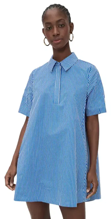 English Factory A-line Short Sleeve Shirt Dress Blue tripe | Thumbnail 1 English Factory A-line Short Sleeve Shirt Dress Blue tripe | Thumbnail 1