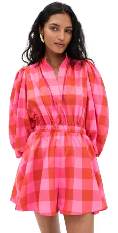Sundress Inacia Romper Big Gingham Red And Pink XS/S | Thumbnail 1 Sundress Inacia Romper Big Gingham Red And Pink XS/S | Thumbnail 1