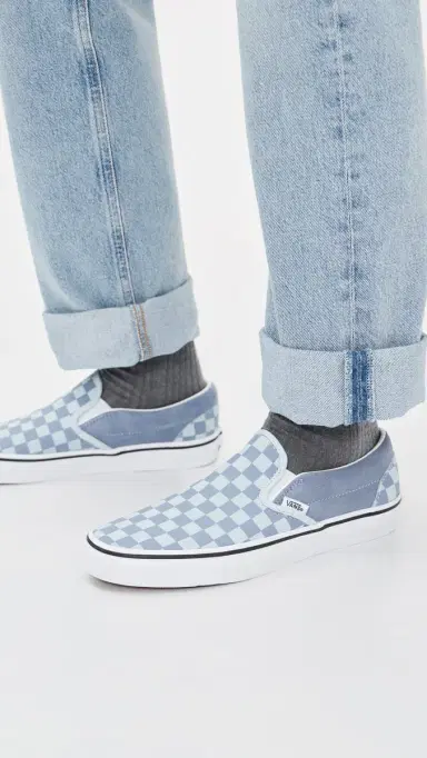 Vans Classic Slip On Sneakers Checkerboard Light Blue | Thumbnail 3 Vans Classic Slip On Sneakers Checkerboard Light Blue | Thumbnail 3