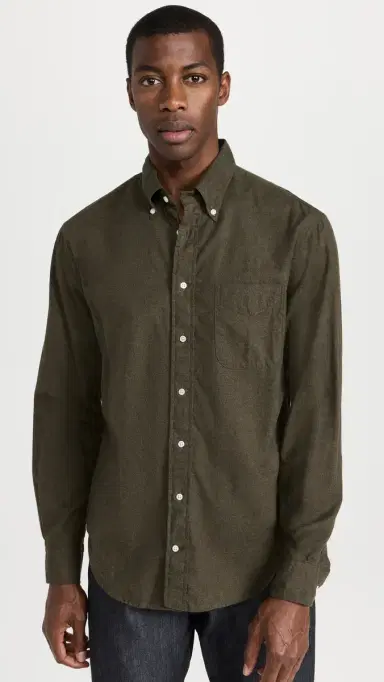 Gitman Vintage Classic Cotton Flannel Shirt Olive | Thumbnail 2 Gitman Vintage Classic Cotton Flannel Shirt Olive | Thumbnail 2
