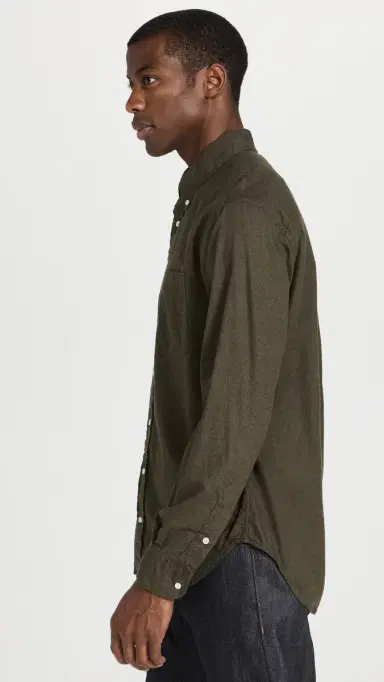 Gitman Vintage Classic Cotton Flannel Shirt Olive | Thumbnail 4 Gitman Vintage Classic Cotton Flannel Shirt Olive | Thumbnail 4