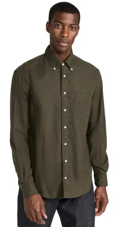 Gitman Vintage Classic Cotton Flannel Shirt Olive | Thumbnail 1 Gitman Vintage Classic Cotton Flannel Shirt Olive | Thumbnail 1