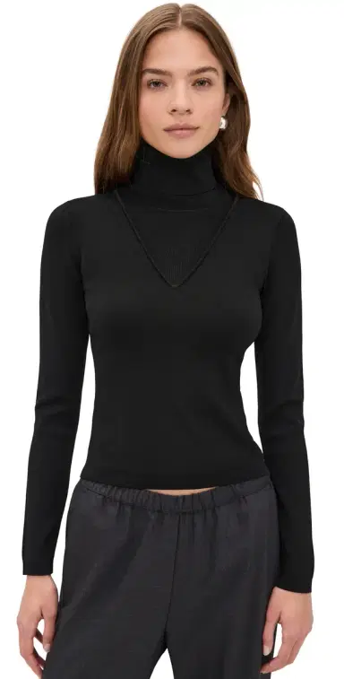 LE BOP Trompe L'oeil Layered Turtleneck Black | Thumbnail 1 LE BOP Trompe L'oeil Layered Turtleneck Black | Thumbnail 1