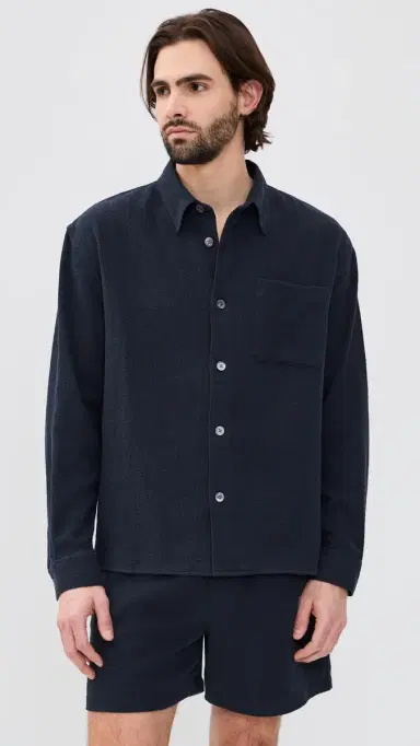 FRAME Open Weave Long Sleeve Shirt Dark Navy | Thumbnail 2 FRAME Open Weave Long Sleeve Shirt Dark Navy | Thumbnail 2