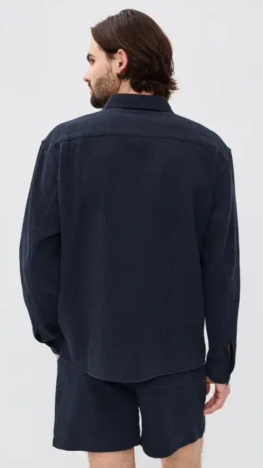 FRAME Open Weave Long Sleeve Shirt Dark Navy | Thumbnail 3 FRAME Open Weave Long Sleeve Shirt Dark Navy | Thumbnail 3