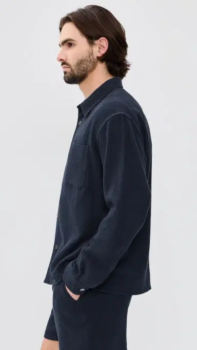 FRAME Open Weave Long Sleeve Shirt Dark Navy | Thumbnail 4 FRAME Open Weave Long Sleeve Shirt Dark Navy | Thumbnail 4