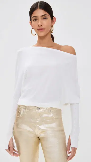 SIMKHAI Lavina Draped Off houlder Sweater | Thumbnail 2 SIMKHAI Lavina Draped Off houlder Sweater | Thumbnail 2