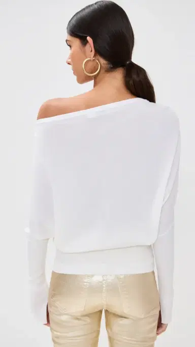 SIMKHAI Lavina Draped Off houlder Sweater | Thumbnail 3 SIMKHAI Lavina Draped Off houlder Sweater | Thumbnail 3