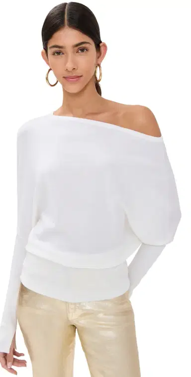 SIMKHAI Lavina Draped Off houlder Sweater | Thumbnail 1 SIMKHAI Lavina Draped Off houlder Sweater | Thumbnail 1