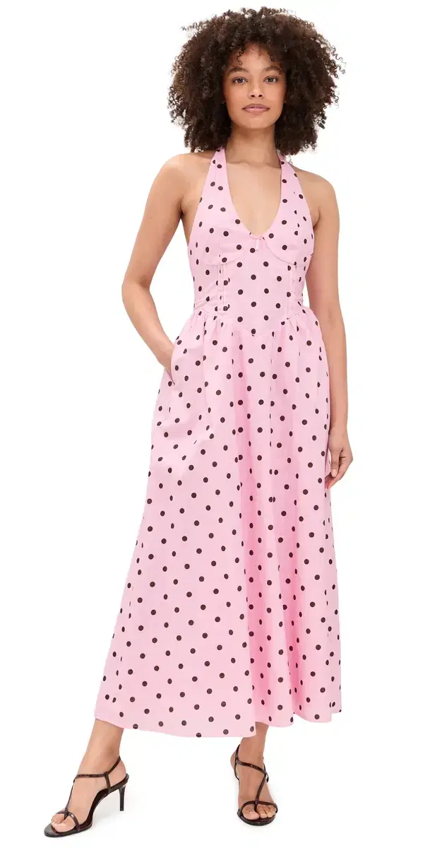 Calianna Halter idi Dress usk/Choc Polka Calianna Halter idi Dress usk/Choc Polka