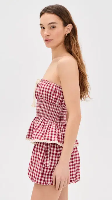 MAUDE CLUB Flora Top Berry Gingham | Thumbnail 4 MAUDE CLUB Flora Top Berry Gingham | Thumbnail 4