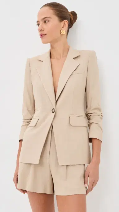 Veronica Beard Battista Dickey Jacket Stone Khaki 4 | Thumbnail 2 Veronica Beard Battista Dickey Jacket Stone Khaki 4 | Thumbnail 2