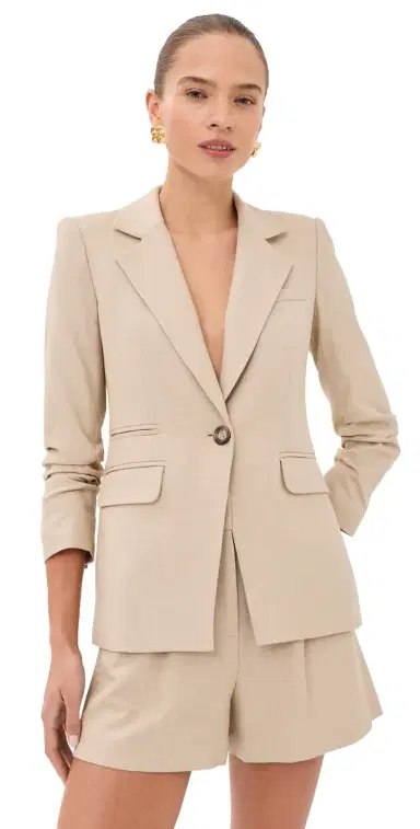 Veronica Beard Battista Dickey Jacket Stone Khaki 4 | Thumbnail 1 Veronica Beard Battista Dickey Jacket Stone Khaki 4 | Thumbnail 1