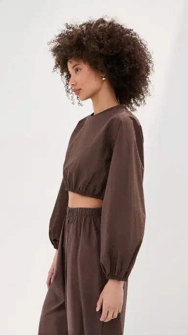 LE BOP Lillian Cropped Blouse Brown | Thumbnail 4 LE BOP Lillian Cropped Blouse Brown | Thumbnail 4