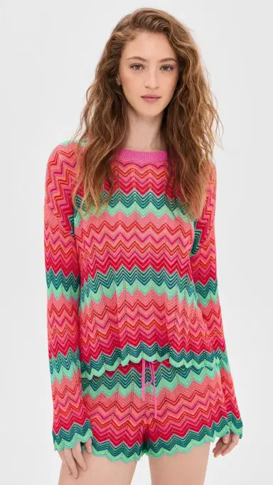 Beach Riot Beach Sweater trawberry Ice Chevron | Thumbnail 2 Beach Riot Beach Sweater trawberry Ice Chevron | Thumbnail 2