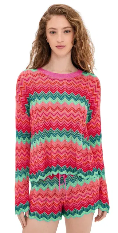 Beach Riot Beach Sweater trawberry Ice Chevron | Thumbnail 1 Beach Riot Beach Sweater trawberry Ice Chevron | Thumbnail 1