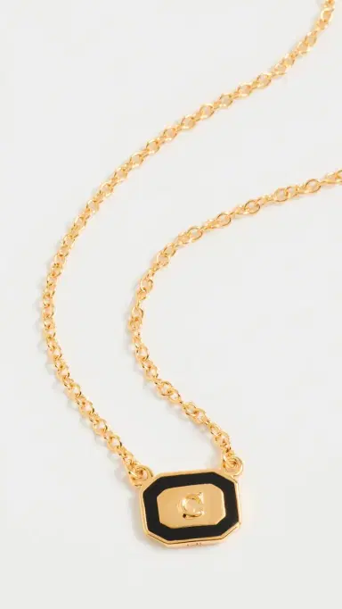 Gwen Beloti Initial Gold Block Pendant Necklace C | Thumbnail 2 Gwen Beloti Initial Gold Block Pendant Necklace C | Thumbnail 2
