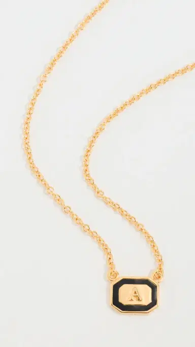 Gwen Beloti Initial Gold Block Pendant Necklace A | Thumbnail 2 Gwen Beloti Initial Gold Block Pendant Necklace A | Thumbnail 2
