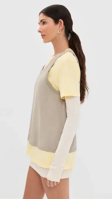 WARDROBE.NYC WARDROBE. NYC ayered Tee Mini Dress Pearl/emon/Taupe | Thumbnail 4 WARDROBE.NYC WARDROBE. NYC ayered Tee Mini Dress Pearl/emon/Taupe | Thumbnail 4