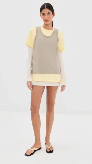 WARDROBE.NYC WARDROBE. NYC ayered Tee Mini Dress Pearl/emon/Taupe | Thumbnail 5 WARDROBE.NYC WARDROBE. NYC ayered Tee Mini Dress Pearl/emon/Taupe | Thumbnail 5
